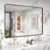71cJ0zgs_5L._AC_SL1500 20x30 Silver Bathroom Mirror, Silver Wall Mirror for Vanity, Brushed Metal Framed Rectangle Mirror, Anti-Rust, Brushed Nickel,Shatterproof, Round Corners(Horizontally/Vertically)