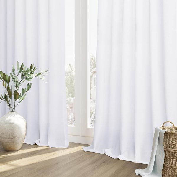 71daggGTcCL._AC_SL1500 Pure White Linen Curtains 90 Inch Length for Living Room Bedroom 2 Panels Set Rod Pocket Light Filtering Semi Sheer Window Curtains 52 Inch Width Boho Farmhouse Linen Drapes, W52xL90
