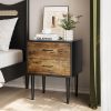 71doIXp0ewL._AC_SL1500 White Night Stand, Mid Century Modern Wood Nightstand with One Drawer, Bedside Table with Open Storage Shelf and Solid Wood Legs, Bed Side Table for Bedroom, End Tables for Living Room
