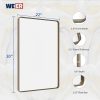 71eB8FI6R-L._AC_SL1500 22x30 Inch Bronze Bathroom Mirror for Vanity, Brushed Bronze Metal Frame Mirror for Wall, Rounded Rectangle Bronze Frame Mirror with Tempered Glass, Anti-Rust (Horizontal/Vertical)