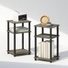 3-Tier Open Storage Nightstand, 1-Pack, Plastic Poles, Sonoma Oak/White