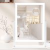 Hollywood Vanity Mirror with Lights, Lighted Vanity Mirror with Detachable 10X Magnification Mirror, 3 Colors, 1200mAh Rechargeable Standing Makeup Mirror with Lights White