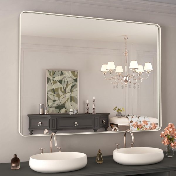 71e_Q4On_L._AC_SL1500 22x30 Inch Bronze Bathroom Mirror for Vanity, Brushed Bronze Metal Frame Mirror for Wall, Rounded Rectangle Bronze Frame Mirror with Tempered Glass, Anti-Rust (Horizontal/Vertical)