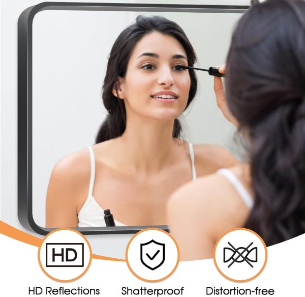 71eqSl7B4FL._AC_SL1500 22x30 Inch Black Bathroom Mirror - Metal Frame Rectangle Vanity Mirror for Wall - Ideal for Bathroom, Living Room, Bedroom, and More - Hanging Horizontal or Vertical