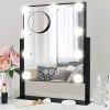 71fnj3POj-L._AC_SL1500 Lighted Vanity Makeup Mirror with Lights Hollywood Cosmetic Mirror with 9 Dimmable LED Bulbs for Dressing Room Tabletop, 3 Color Lighting, Detachable 10X Magnification Mirror, White