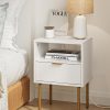 71gKhQK49AL._AC_SL1500 Nightstand with Charging Station,Small Bedside Table with Gold Frame,White Night Stand,Bedside Furniture,Side Table with Drawer and Shelf for Bedroom,Living Room,Stripe