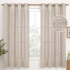 Natural Linen Curtains 63 Inch Length 2 Panels Bronze Grommet Linen Textured Short Window Drapes Light Filtering for Living Room Bedroom, 52 X 63 Inch
