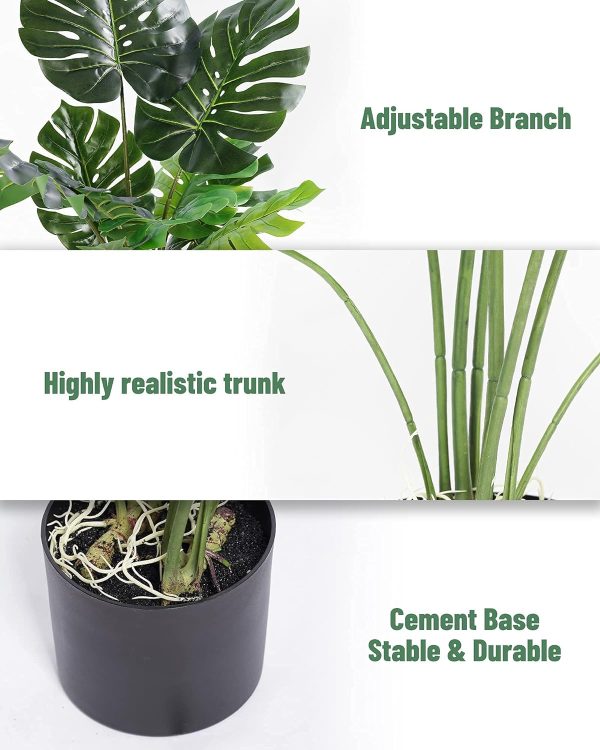 Artificial Monstera Plant 4FT Tall Fake Swiss Cheese Potted Faux Tropical Floor Plants Indoor Decorative House Palm Trees for Home Office Living Room Decor