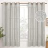 Natural Linen Curtains 63 Inch Length 2 Panels Bronze Grommet Linen Textured Short Window Drapes Light Filtering for Living Room Bedroom, 52 X 63 Inch