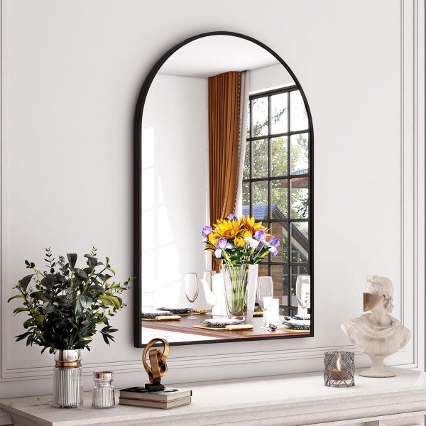 24"x36" Gold Arched Bathroom Mirror - Wall Mirror for Bathroom, Metal Frame Vanity Mirror, Dresser Mirror, Arch Decorative Mirrors for Living Room, Bedroom, Entryway, Mantle