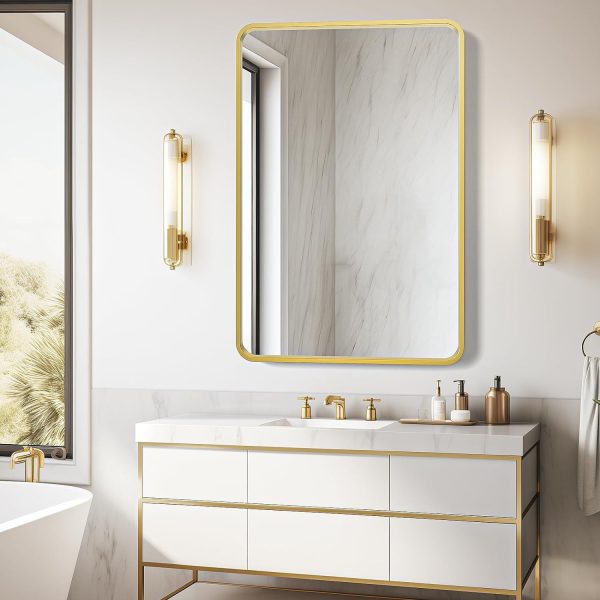 71jAbN4o9zL._AC_SL1500 Black Bathroom Mirror 22 x 30 Inch, Matte Black Rectangle Mirror for Wall, Rounded Metal Frame Vanity Mirror