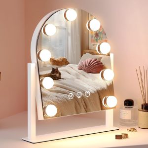 71jSfnsmGjL._AC_SL1500 Makeup Mirror with Lights, Vanity Mirror with Lights, Lighted Makeup Mirror, 3 Color Modes, Dimmable Light,360° Rotation