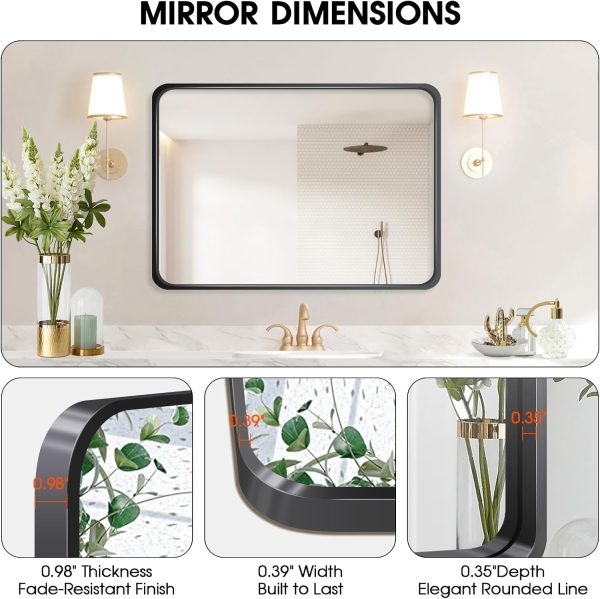 71jqzAImlGL._AC_SL1500 22x30 Inch Black Bathroom Mirror - Metal Frame Rectangle Vanity Mirror for Wall - Ideal for Bathroom, Living Room, Bedroom, and More - Hanging Horizontal or Vertical