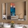 71kFlzEuwPL._AC_SL1500 22x30 Inch Bronze Bathroom Mirror for Vanity, Brushed Bronze Metal Frame Mirror for Wall, Rounded Rectangle Bronze Frame Mirror with Tempered Glass, Anti-Rust (Horizontal/Vertical)