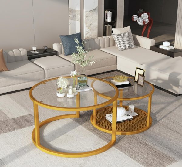 Marble Coffee Table, Faux Marble Top Rectangular Coffee Table with Gold Metal Frame, 2 Tier Living Room Table for Living Room, Office, Balcony, 40 Inch, White and Gold