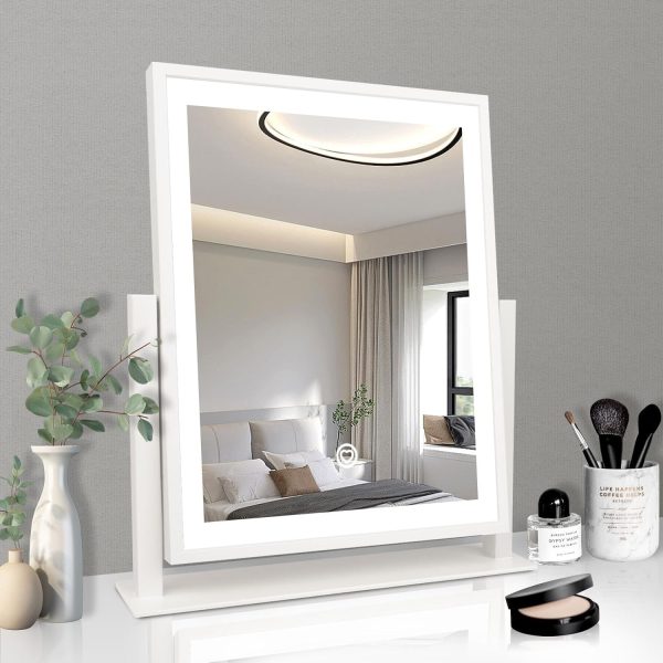 Classic Lighted Vanity Mirror 16in Makeup Mirror with Dimmable White Tabletop Mount Home Mirror with Dimmable LED Lights Thanksgiving Wedding Birthday Gift Touch Control, and 360 Rotation