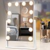 Vanity Mirror with Lights, Makeup Mirror with Lights Lighted Makeup Mirror with 3 Color Lighting Modes and 12 Dimmable Bulbs, Detachable 5X Magnification, Smart Touch Control, 360°Rotation, White