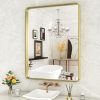 71mVgfSdnmL._AC_SL1500 22x30 Inch Bronze Bathroom Mirror for Vanity, Brushed Bronze Metal Frame Mirror for Wall, Rounded Rectangle Bronze Frame Mirror with Tempered Glass, Anti-Rust (Horizontal/Vertical)