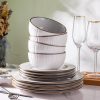 71miKg8HZyL._AC_SL1500 Ceramic Dinnerware Sets, Embossed White Stoneware Plates and Bowls Sets, Housewarming Wedding Gift | Dishwasher & Microwave Safe | Dishes Set Service for 4