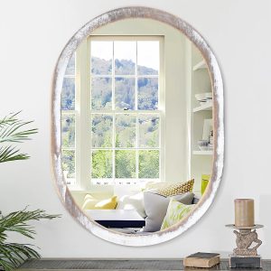 71owRC2gwhL._AC_SL1500 Large Oval Wood Mirror 26 x 18 Inch, Wall Framed Bathroom Mirror for Vanity Farmhouse Rustic White Mirror for Vanity Living Room Entryway Bedroom