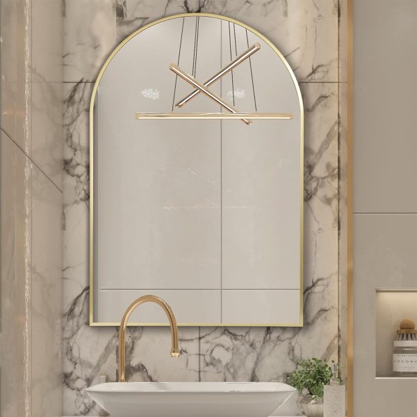 71oyIIHVZnL._AC_SL1500 Arched Wall Mirror for Bathroom,Mirrors for Wall,24''x36'',Vanity Mirror for Bedroom Dresser, Entryway, Living Room, Metal Frame (36''x24'',Gold)