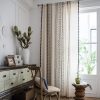 Geometric Semi-Blackout Window Curtains 2 Panels Boho Linen Room Darkening Curtains Tassels Rod Pocket Window Drapes for Bedroom Living Room(52" W x 63" L Pair, Cream)