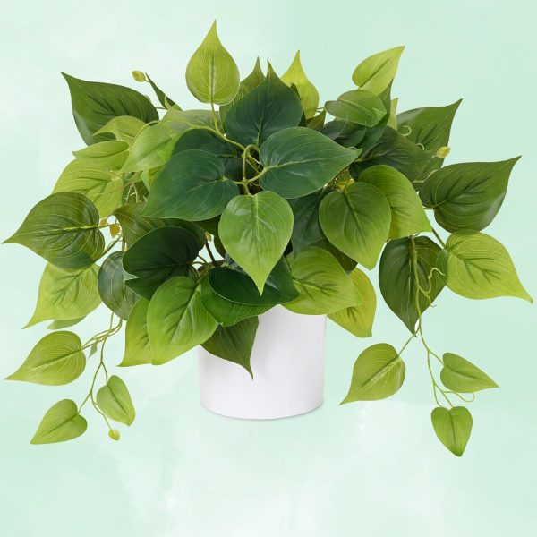 Faux Plants Indoor with Plastic Pots, Realistic Small Fake Plants, Fake Plants with Pothos, Fake Potted Plants, Artificial Plant for Home Shelf Bathroom Kitchen Office Indoor Outdoor Decor
