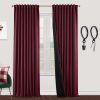 Blackout Curtains 96 Inches Long 2 Panel Set for Living Room,Black Out Room Darkening Thermal Pleated Back Tab Hooks Rings Pleat 8 FT Track Ceiling to Floor Length Curtains for Bedroom Window,Cream