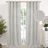 Natural Linen Curtains 63 Inch Length 2 Panels Bronze Grommet Linen Textured Short Window Drapes Light Filtering for Living Room Bedroom, 52 X 63 Inch