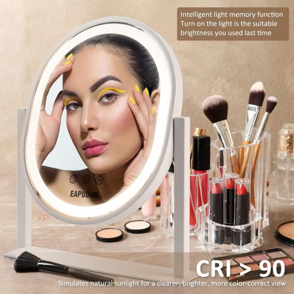 Oval Vanity Mirror with Lights 3 Colors Modes Hollywood Lighted Makeup Mirror with Smart Touch Control Brightness Adjustable & 360°Rotation