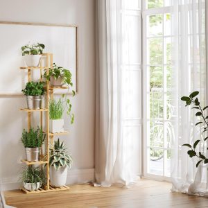 71ry3eEotaL._AC_SL1500 Plant Stand Indoor, 6 Tier 7 Potted Bamboo Plant Stands for Indoor Plants, Corner Plant Stand,Plant Shelf For Indoor, Tiered Plant Stands, Planter Holder for Multiple Plants Indoor Tall, Natural