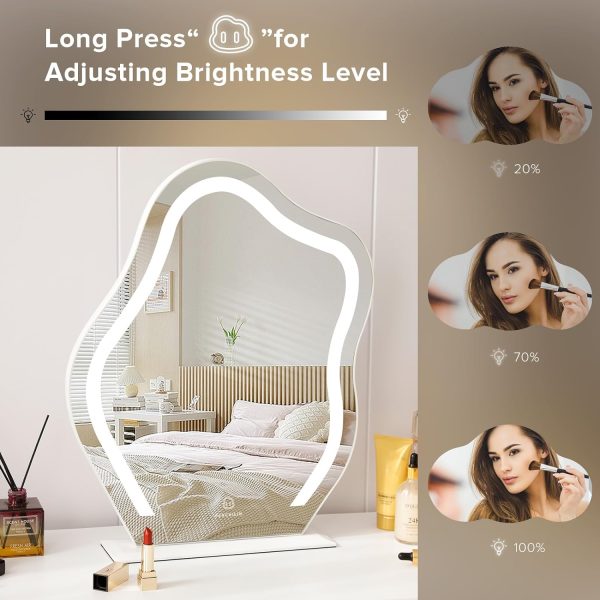 71sqnruIsuL._AC_SL1500 Vanity Mirror with Lights 17.7" X 21.6" Irregular Cute Cloud Lighted Makeup Mirror with Dimmable 3 Light Modes Esthetics Hollywood Mirror for Tabletop Wall-Mounted Bedroom Beauty Salon