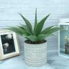Artificial Potted Plants, 13.8" Artificial Succulent Fake Aloe, Large Faux Aloe Plant in Pot for Home Office Room Badroom Garden Decor (Grey)