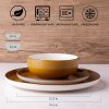 Ceramic Dinnerware Sets, 12 Pieces Amber Yellow Stoneware Dinnerware Set, Plates and Bowls Sets, Dishwasher & Microwave Safe | Service for 4