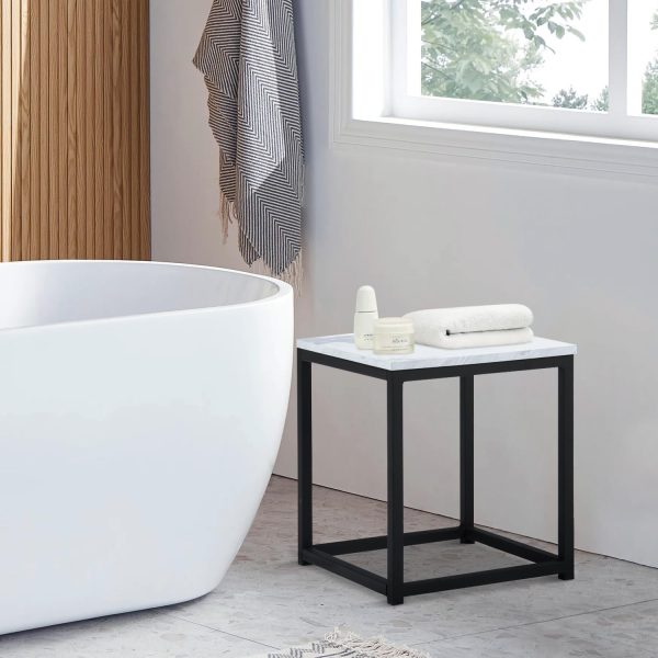 71u5HdnsSiL._AC_SL1500 Modern End Table, Square Small Coffee Sofa Side Table with Metal Frame