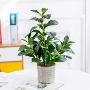 16 inch Artificial Indoor Plants Office Desk Faux Plant Peperomia Leaf Ficus Plant Realistic Small Fake Farmhouse Plants for Home Kitchen Bathroom Bedroom Evergreen Decor