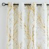 Tree Print Yellow Grey and White Curtains for Living Room Windows - Linen Textured Grommet Branches Pattern Window Treatment Set for Bedroom - 50" W x 96" L - (2 Panels)