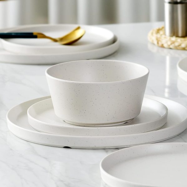 71u_uvIoHOL._AC_SL1500 12Pcs Melamine Dinnerware Set, White Dinnerware Set Indoor and Outdoor Use Plates and Bowls Sets For 4 Dishes Camping Dishwasher Safe BPA Free(Sage White)