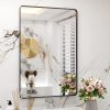 71uqdp6jIwL._AC_SL1500 22x30 Inch Bronze Bathroom Mirror for Vanity, Brushed Bronze Metal Frame Mirror for Wall, Rounded Rectangle Bronze Frame Mirror with Tempered Glass, Anti-Rust (Horizontal/Vertical)