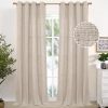 Natural Linen Curtains 63 Inch Length 2 Panels Bronze Grommet Linen Textured Short Window Drapes Light Filtering for Living Room Bedroom, 52 X 63 Inch