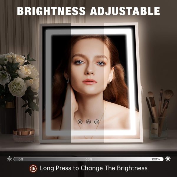 71wyVvcNrKL._AC_SL1500 Hollywood Vanity Mirror with Lights, 10''x12'' Memory Makeup Mirror with 3 Color Modes Tabletop Vanity Lighted Mirror with Smart Touch Control, Gifts for Christmas Housewarming Gifts