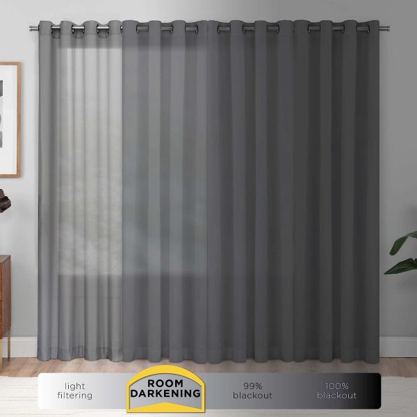 Modern Room Darkening Rod Pocket Window Curtain for Bedroom (1 Panel), 54 in x 54 in, Grey