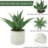 Artificial Potted Plants, 13.8" Artificial Succulent Fake Aloe, Large Faux Aloe Plant in Pot for Home Office Room Badroom Garden Decor (Grey)
