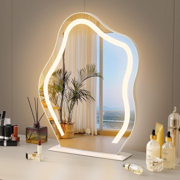 71z_1ysMbZL._AC_SL1500 Vanity Mirror with Lights 17.7" X 21.6" Irregular Cute Cloud Lighted Makeup Mirror with Dimmable 3 Light Modes Esthetics Hollywood Mirror for Tabletop Wall-Mounted Bedroom Beauty Salon