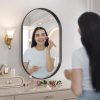 Black Oval Mirror for Bathroom Vanity 20x30 Inch, Matte Black Bathroom Mirrors for Wall Metal Frame, Wall Mounted Mirror for Bedroom Living Room Wall Decor Hang Vertical and Horizontal