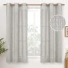 Natural Linen Curtains 63 Inch Length 2 Panels Bronze Grommet Linen Textured Short Window Drapes Light Filtering for Living Room Bedroom, 52 X 63 Inch