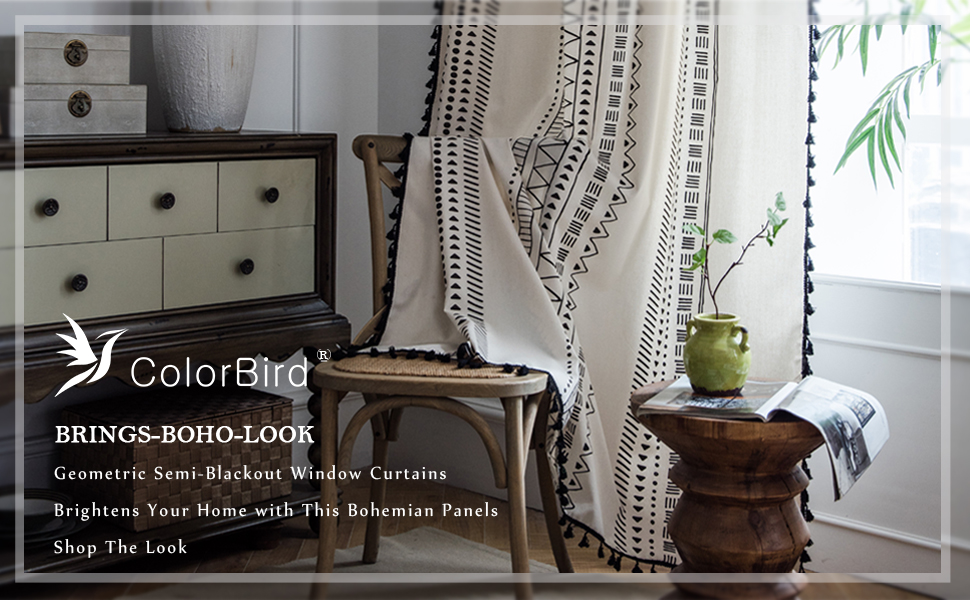 Geometric Semi-Blackout Window Curtains