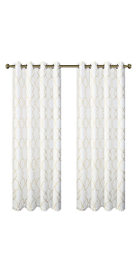 GoodGram 2 Pack Embroidered Semi Sheer Geometric Quatrefoil Curtains