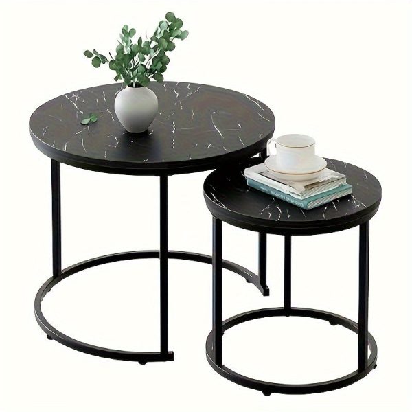 787b84b43aff9e4a6d7a1d78ee3c1906 2pcs/set Modern Style Coffee Table Combination, Living Room Decorative Coffee Table Combination, Modern Simple Bedroom Apartment Bedside Table
