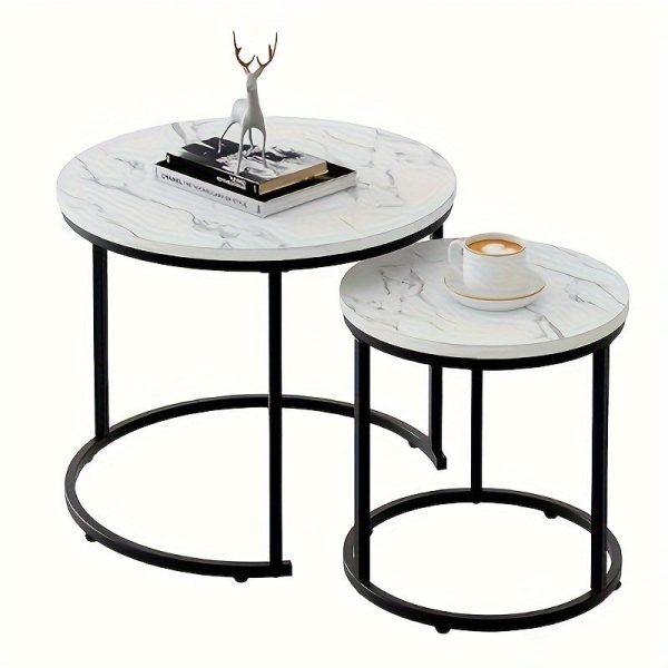 7ec03d5cfe4b4605f3dab1fb83848cb8 2pcs/set Modern Style Coffee Table Combination, Living Room Decorative Coffee Table Combination, Modern Simple Bedroom Apartment Bedside Table